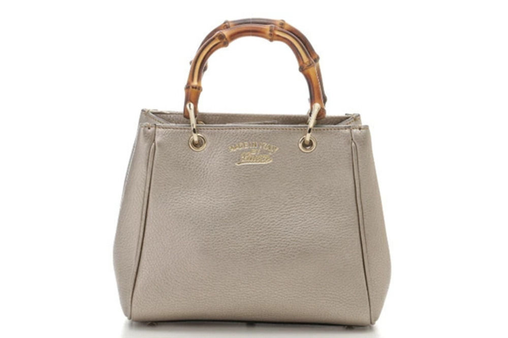 Gucci Bamboo Handbag Crossbody Bag Calfskin Gold
